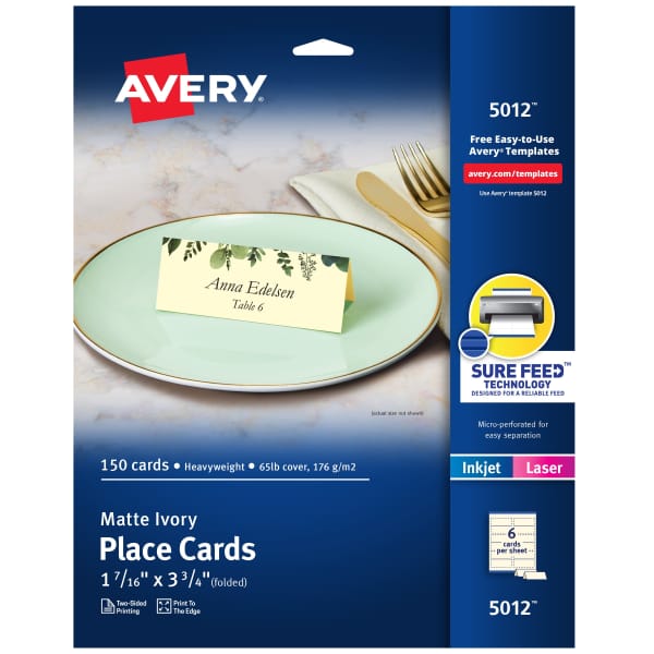 Print-to-the-Edge Tent Cards, 2" x 3-1/2", Ivory